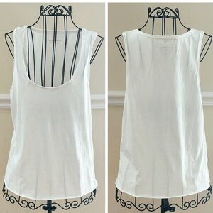 NWOT All Saints Women's 100% Cotton White Scoop Neck Tank Top
